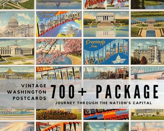 700+ Vintage Washington D.C. Postcards JPG, Historic Nation's Capital Collection, Retro Americana Ephemera, Printable Digital Download