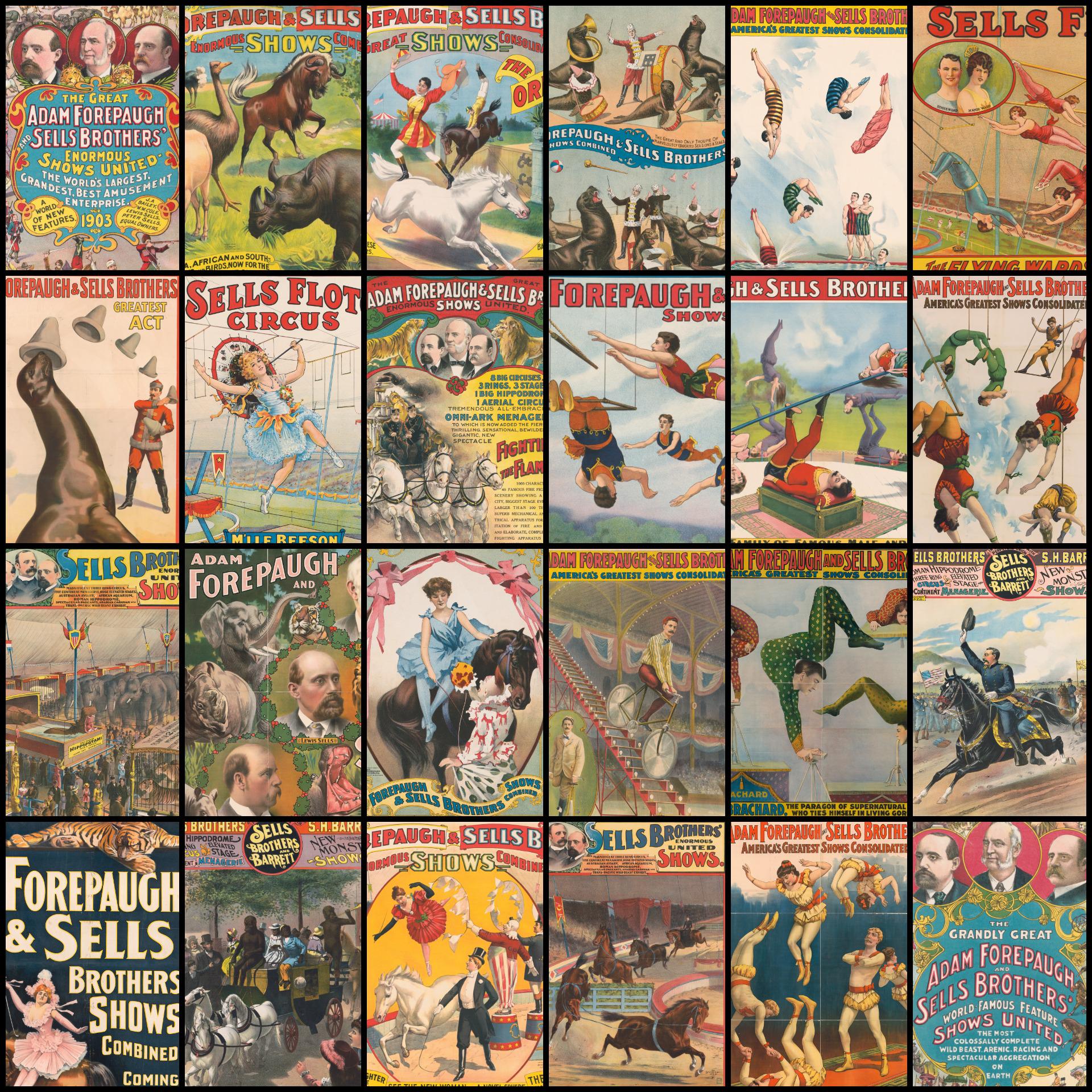 75+ Forepaugh & Sells Brothers Circus Advertisements, Vintage