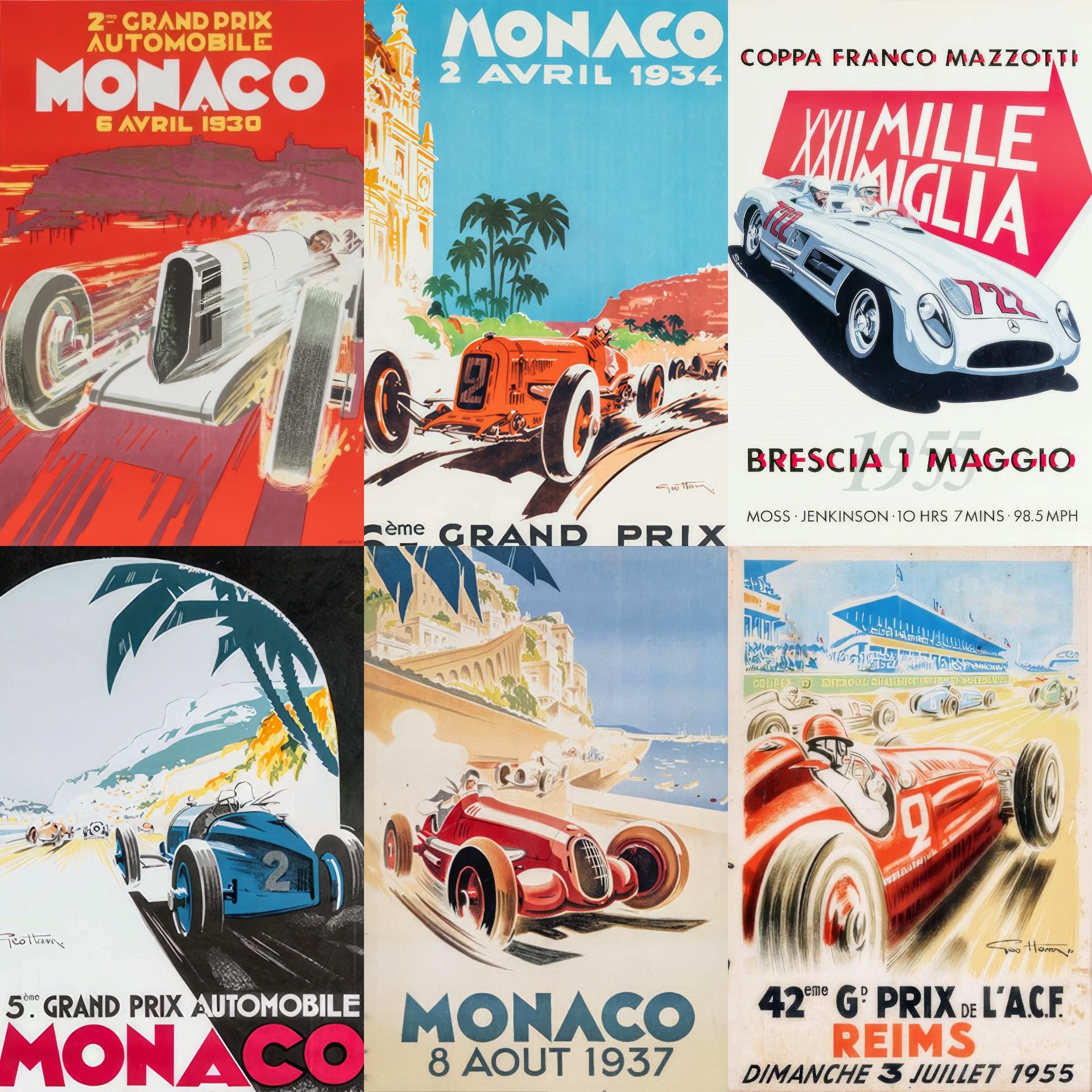 ヴィンテージレーシングポスター：モナコ＆F1クラシック（デジタル