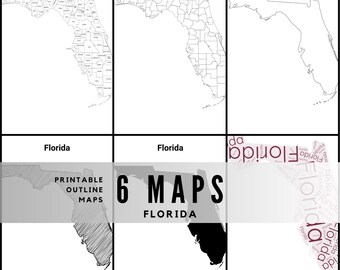 Printable Florida Maps / State Outline and Labeled Geography Sheets / Letter‑Size Educational Printables for Teachers and Students
