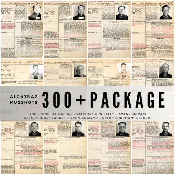 Alcatraz Inmate Mugshots: Criminal Records Digital Archive (600DPI Digital Download)
