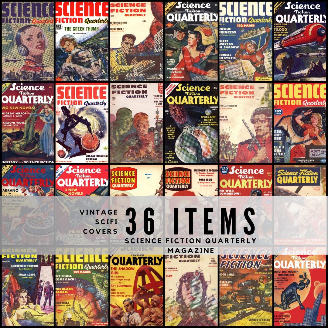 36 Science Fiction Quarterly Covers / Classic Pulp Scifi Art / Retro ...