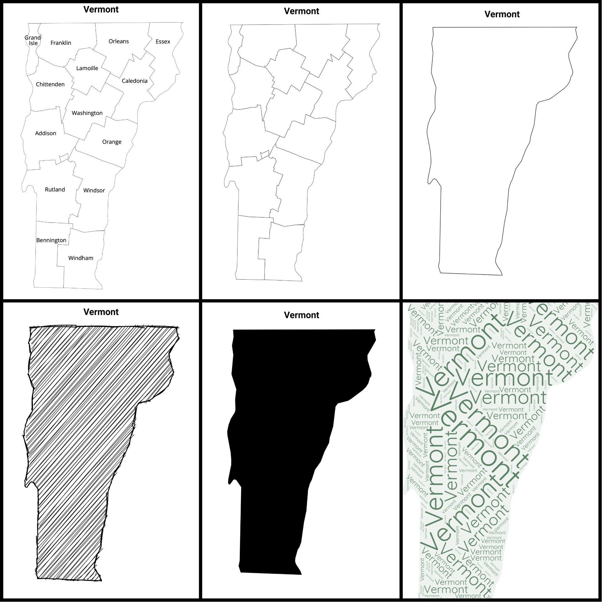 Printable Vermont Maps / State Outline and Labeled Geography Sheets ...