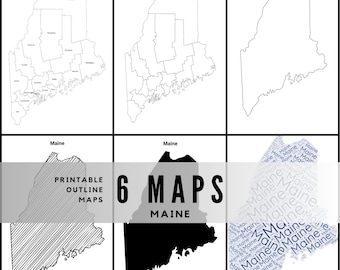 Printable Maine Maps / State Outline and Labeled Geography Sheets / Letter‑Size Educational Printables for Teachers and Students