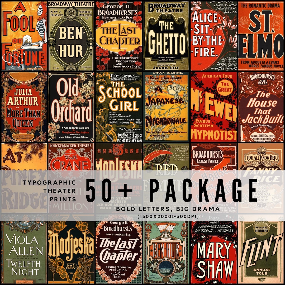 50+ Typographic Theater Prints / Vintage Poster Designs (1900s–1930s ...