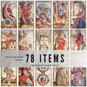 Mazzo completo di carte dei tarocchi Sola Busca / Simbolismo senza tempo e arte mistica / Download digitali di alta qualità