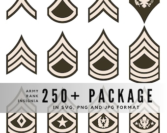 250+ US Army Rank Insignia SVG PNG JPeG, All Ranks Military Clipart Bundle, Army Badges Vector Files