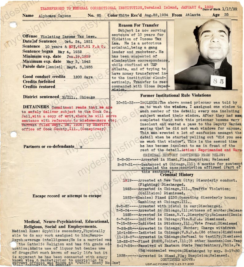 Digital collage of 300+ vintage Alcatraz mugshots and inmate records featuring infamous criminals like Al Capone, George “Machine Gun” Kelly, and Robert Stroud. High-resolution black-and-white prison portraits scanned at 600 DPI. Ideal for true crime fans, junk journalers, scrapbooking, and vintage law enforcement projects. A historical archive capturing the dark legacy of America’s most notorious penitentiary.