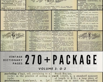 Vintage Dictionary Pages O-Z: High-Resolution Digital Downloads