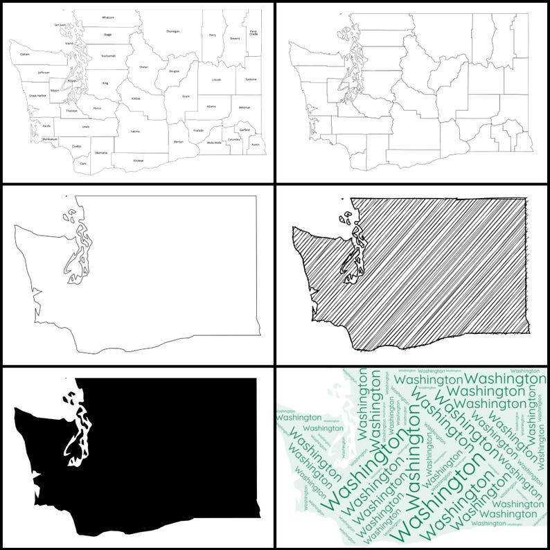 Printable Washington Maps / State Outline and Labeled Geography Sheets ...