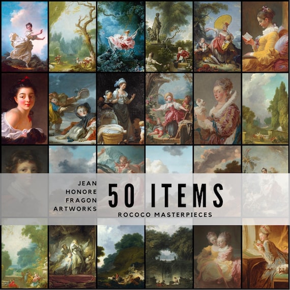 50 Fragonard Artworks / Rococo Masterpieces, Romantic Scenes & Elegant Figures / High‑Res JPG Collection