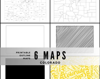 Printable Colorado Maps / State Outline and Labeled Geography Sheets / Letter‑Size Educational Printables for Teachers and Students