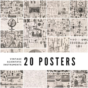 20 vintage posters met wetenschappelijke instrumenten / hoogwaardige digitale downloads