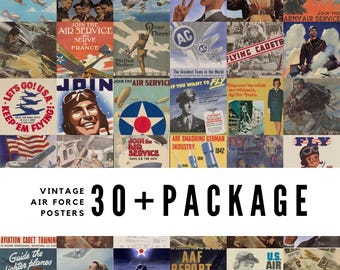 Vintage Army Air Force Posters: 30+ High-Resolution Aviation Prints (Digital Download)