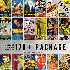 170+ Vintage Filmplakate der 1930er Jahre / Frühe Kinowerbung (1930-1939) / Digitale Downloads