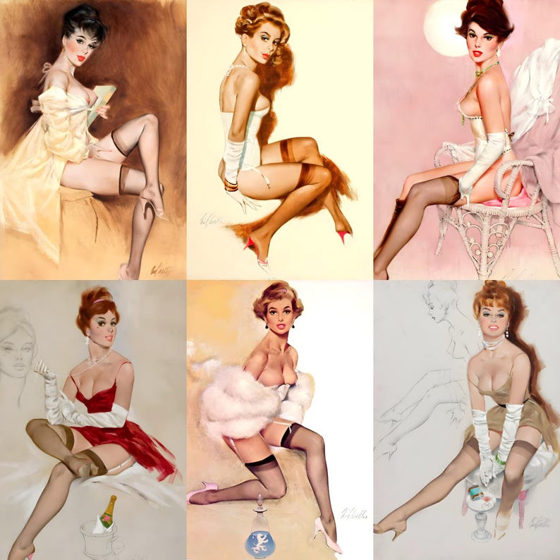 Digital collage of 700+ vintage pinup posters spanning mid-20th-century glamour, featuring iconic figures like Bettie Page, Marilyn Monroe, and Rita Hayworth. Playful poses and nostalgic styling evoke the charm of 1950s classic pinup art. Includes retro fashion, sultry expressions, and stylized compositions—perfect for junk journaling, scrapbooking, wall décor, and collectors of vintage illustration and pop culture ephemera.