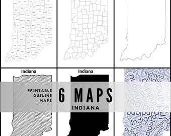 Printable Indiana Maps / State Outline and Labeled Geography Sheets / Letter‑Size Educational Printables for Teachers and Students