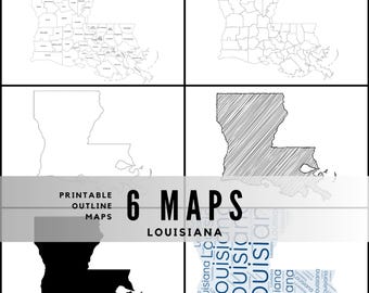Printable Louisiana Maps / State Outline and Labeled Geography Sheets / Letter‑Size Educational Printables for Teachers and Students