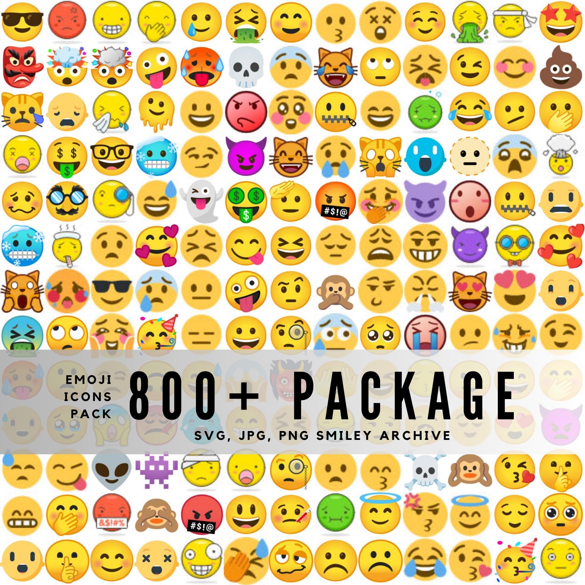 800+ Emoji SVG Bundle / Scalable Vector Smiley Icons / Digital Ephemera ...