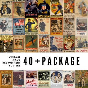 Plus de 40 affiches vintage de recrutement de la marine / Téléchargements numériques de haute qualité