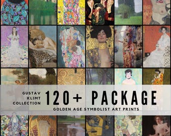 120+ Gustav Klimt Art Prints / Vintage Symbolist Paintings for Designers Collectors / High‑Resolution Decorative Wall Art Bundle