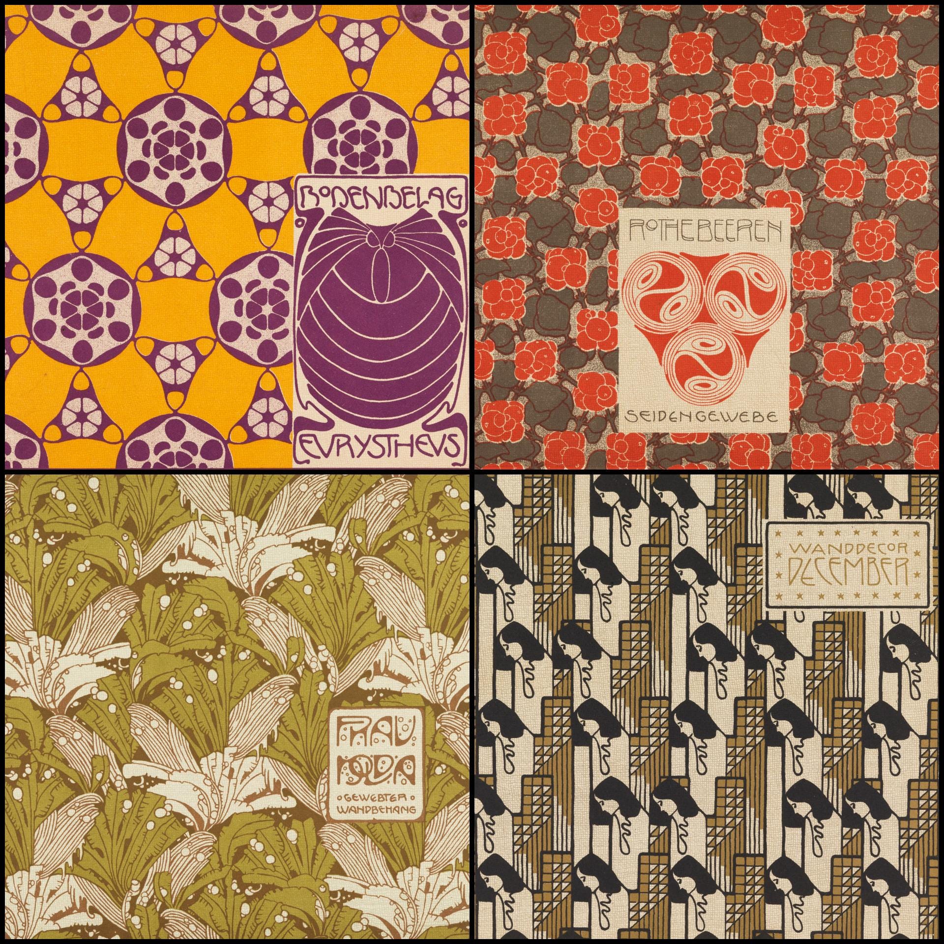Austrian Patterns Retro Koloman Moser Art Nouveau Patterns • Vintage Decorative Designs ...