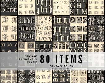 80 Classic Typography Plates – Vintage Fonts & Letterforms, Historic Alphabet Art for Collectors