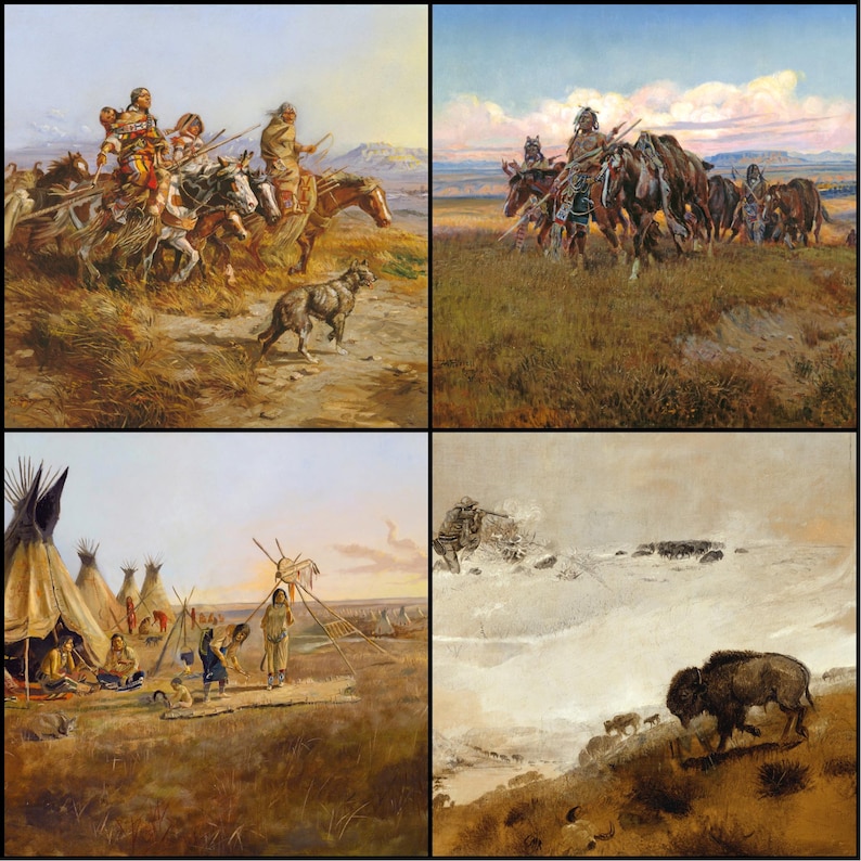 55+ Charles Marion Russell Western Art / Cowboys, Native American ...