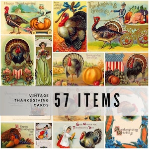 Thanksgiving Treasures: 59 Vintage Greeting Cards for Scrapbooking & Display