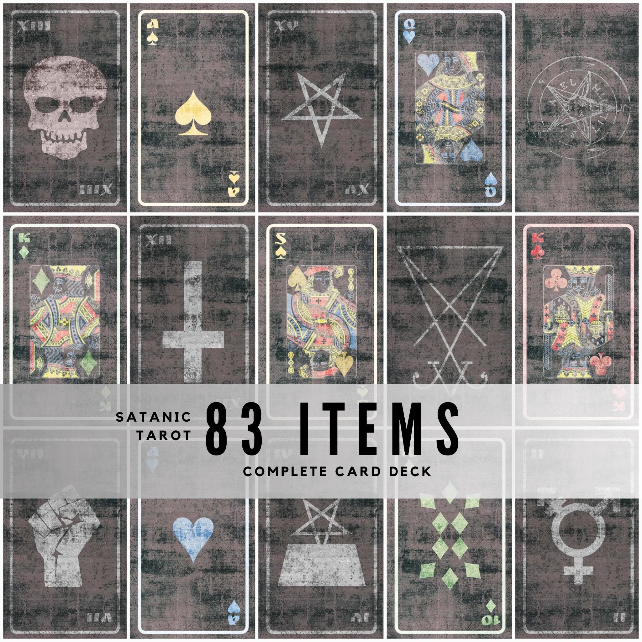 Satanic Tarot Deck: 83 Dark Occult Illustrations (TIFF Digital