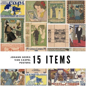15 Vintage Johann Georg van Caspel Posters / 1900s Art Nouveau Advertisements / High-Quality Digital Downloads