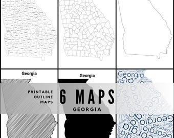 Printable Georgia Maps / State Outline and Labeled Geography Sheets / Letter‑Size Educational Printables for Teachers and Students