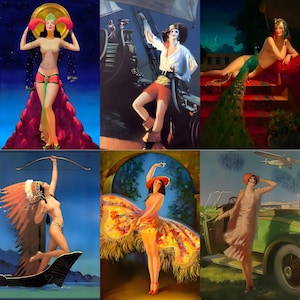 Digital collage of 700+ vintage pinup posters spanning mid-20th-century glamour, featuring iconic figures like Bettie Page, Marilyn Monroe, and Rita Hayworth. Playful poses and nostalgic styling evoke the charm of 1950s classic pinup art. Includes retro fashion, sultry expressions, and stylized compositions—perfect for junk journaling, scrapbooking, wall décor, and collectors of vintage illustration and pop culture ephemera.