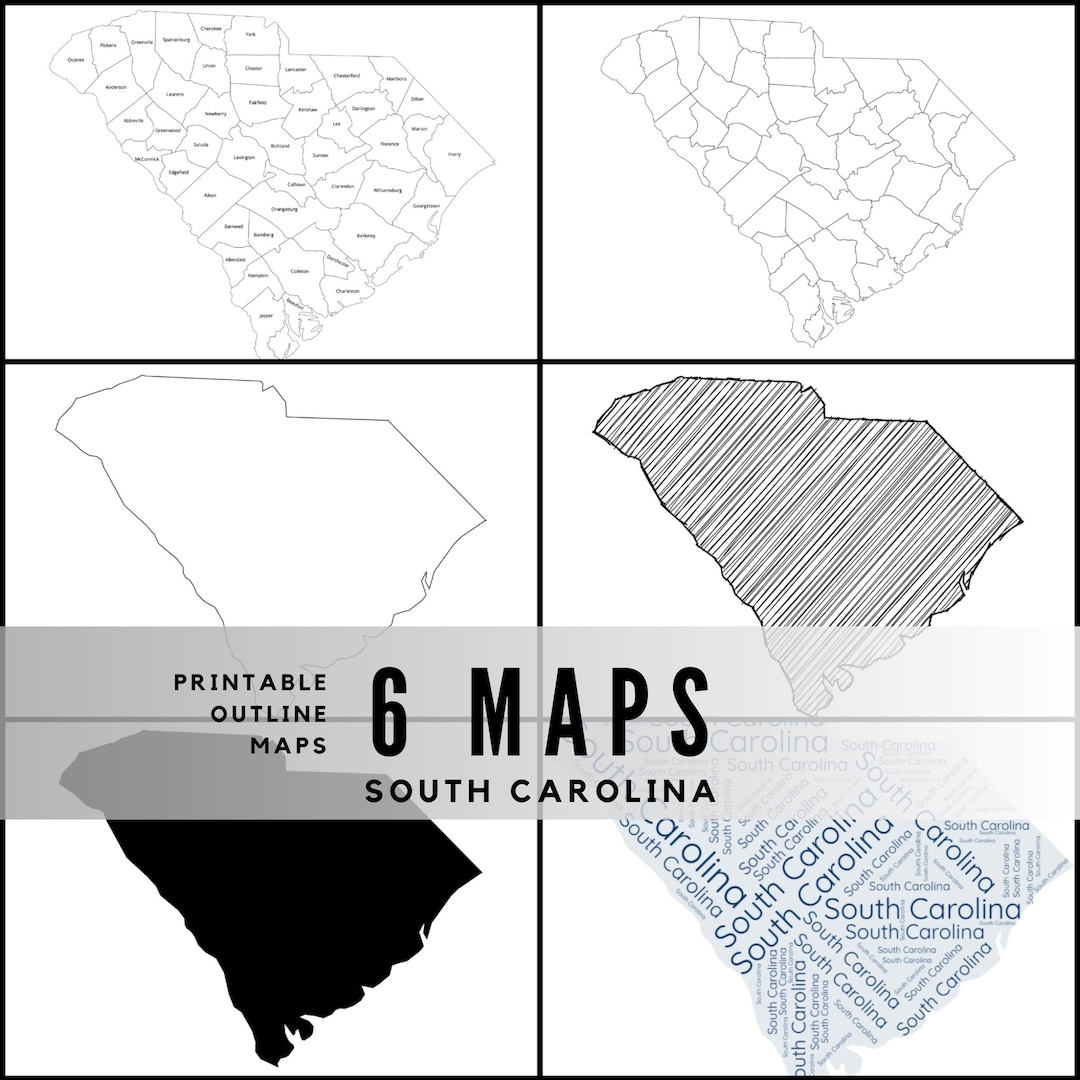 Printable South Carolina Maps / State Outline and Labeled Geography ...