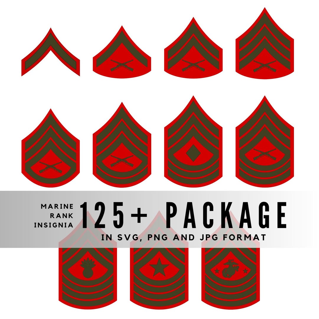 Usmc Ranks Svg 125+ US Marine Rank Insignia SVG PNG Jpeg, All Ranks Military Clipart ...