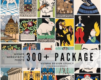 300+ Wiener Werkstatte Prints / Avant-Garde Postcards & Illustrations / Vintage Ephemera / Digital JPG Art Bundle for Download