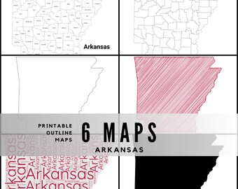 Printable Arkansas Maps / State Outline and Labeled Geography Sheets / Letter‑Size Educational Printables for Teachers and Students