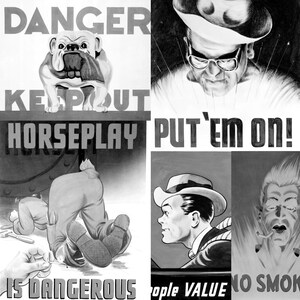 14 vintage safety posters featuring bold mid-century designs and classic safety slogans such as 'Danger Keep Out' and 'No Smoking.' Includes striking graphics, vibrant colors, and retro workplace messaging. Ideal for educators, collectors, scrapbookers, and creatives seeking digital downloads of nostalgic public safety ephemera for décor or mixed media projects.