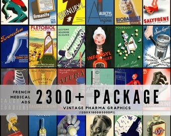 2300点以上のフランスの医療広告 / ビンテージ医薬品印刷物