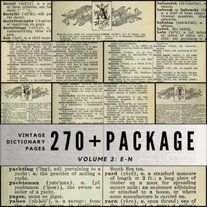 Vintage Dictionary Pages E-N: High-Resolution Digital Downloads