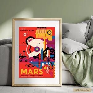 "19 high-resolution NASA space tourism posters showcasing retro-futuristic designs, vibrant interplanetary imagery, and imaginative depictions of space exploration. Ideal for space enthusiasts, educators, collectors, and creatives seeking digital downloads of authentic NASA artwork for wall art, classrooms, journals, and science-themed projects.