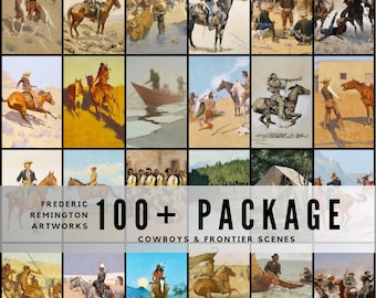 100+ Frederic Remington Artworks / Classic Western Paintings, Cowboys, Horses & Frontier Scenes / High‑Res JPG Download Collection