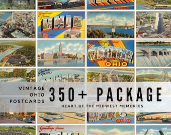 350+ Vintage Ohio Postcards JPG, Historic Buckeye State Collection, Retro Americana Ephemera, Printable Digital Download
