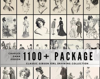 1100+ Charles Dana Gibson Illustrations / Vintage Gibson Girl & Gilded Age Art Prints for Designers Collectors / Wall Décor Historic Artwork