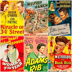 160 vintage movie posters from the 1940s featuring iconic Hollywood stars, film noir classics, and wartime cinema. Includes restored promotional artwork with bold graphics and historic typography. Ideal for collectors, film historians, scrapbookers, and creatives seeking high-quality digital downloads of Golden Age movie advertisements.