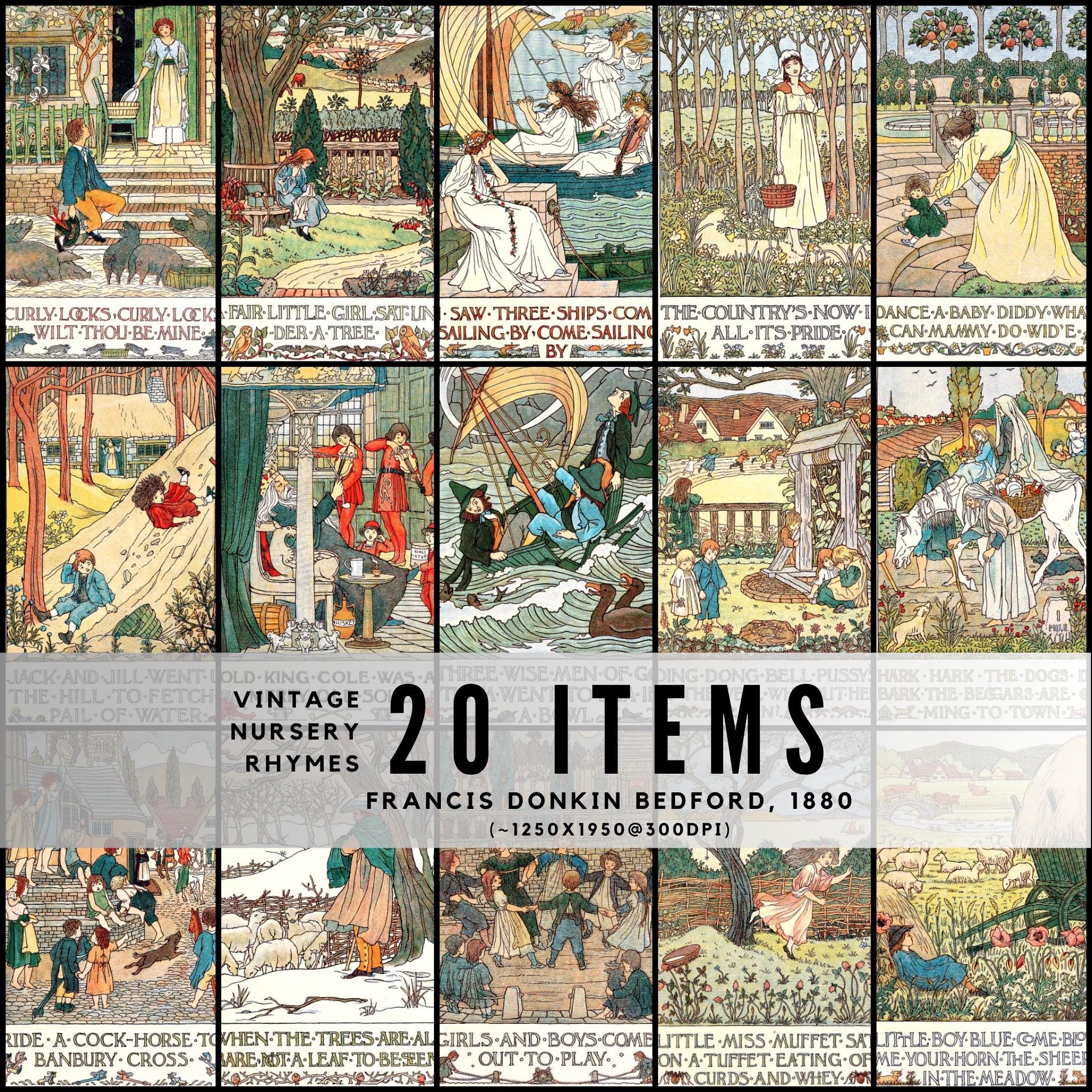 20 Nursery Rhyme Illustrations by F.D. Bedford – Vintage British Art ...