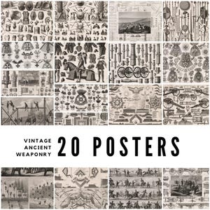20 Vintage Ancient Weaponry Posters / High-Quality Digital Downloads