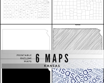 Printable Kansas Maps / State Outline and Labeled Geography Sheets / Letter‑Size Educational Printables for Teachers and Students