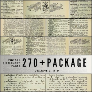 Vintage Dictionary Pages A-D: High-Resolution Digital Ephemera (270+ Pages)