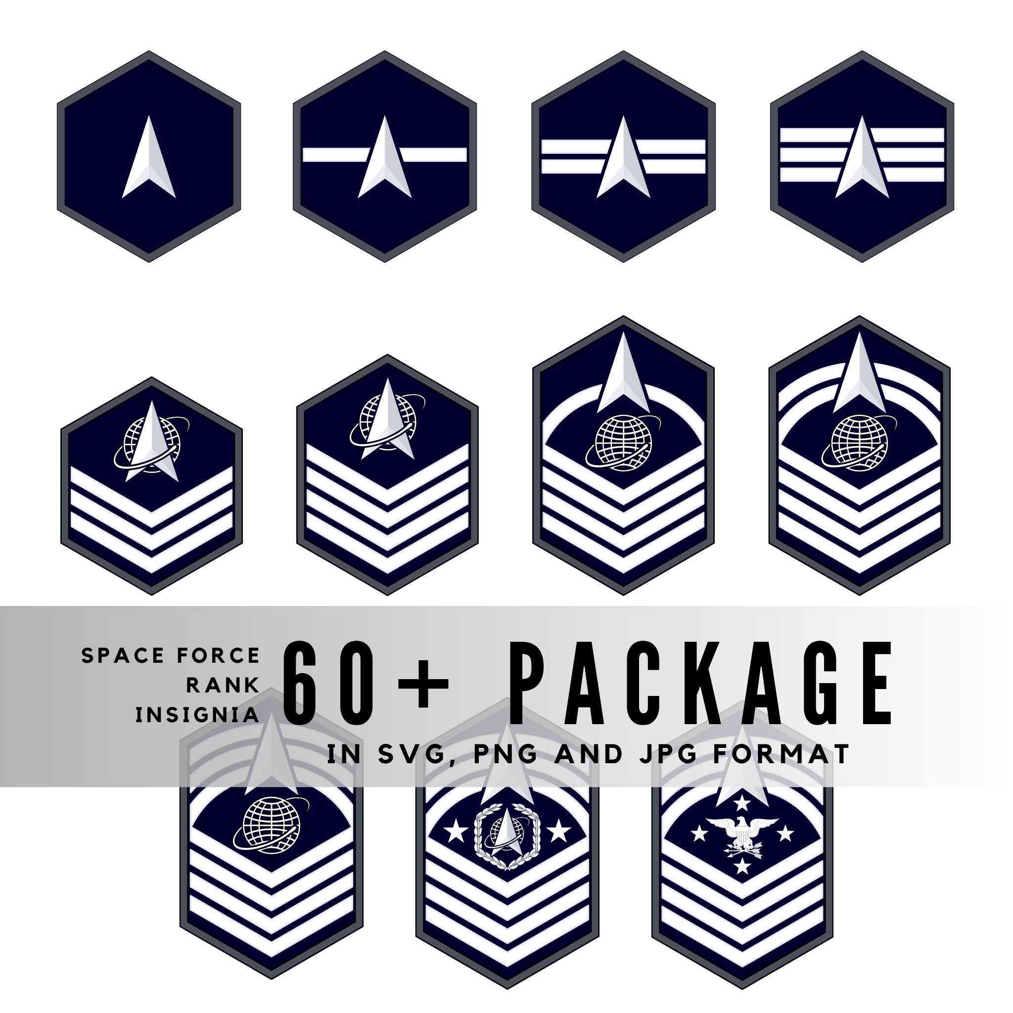60+ US Space Force Rank Insignia SVG PNG Jpeg, All Ranks Military ...